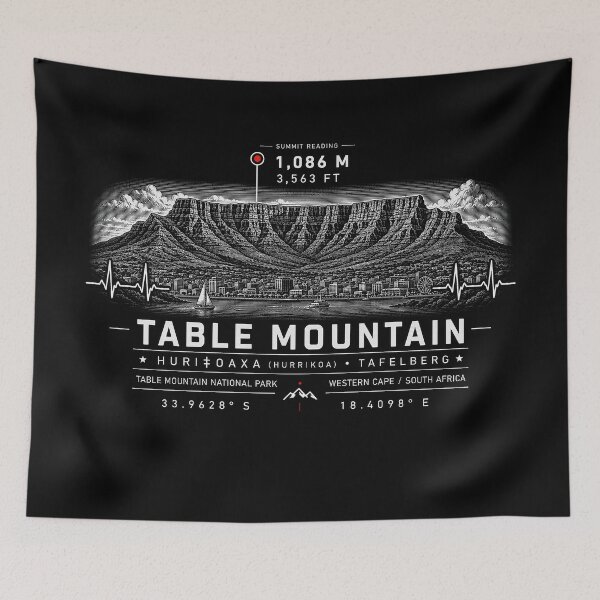 Item preview, ❤️ HEARTBEATS OF THE WORLD COLLECTION ❤️ - Table Mountain - Huriǂoaxa - Tafelberg Summit Emblem - TABLE MOUNTAIN NATIONAL PARK - WESTERN CAPE - SOUTH AFRICA designed and sold by WheelieGdArt.