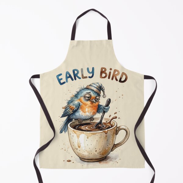 Item preview, Early Bird Tired Grumpy Coffee Bird Cartoon designed and sold by chriswo-design.