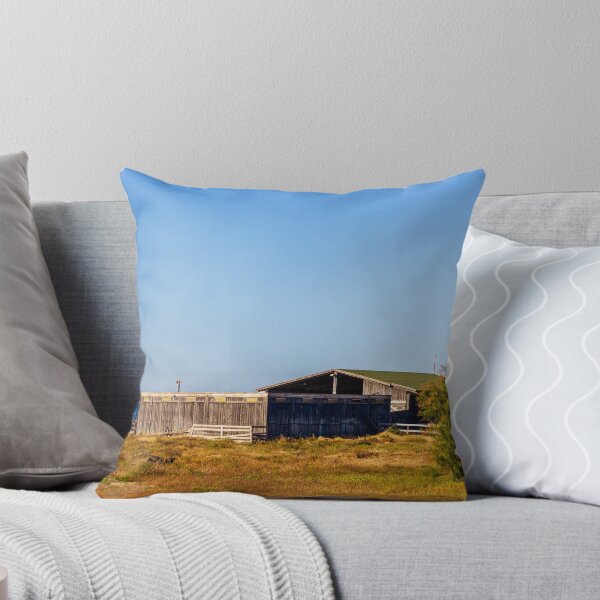 Item preview, Weathered Wooden Beach Shack by Coastal Grassland Under Clear Blue Sky and Ocean Horizon designed and sold by Nmallia.