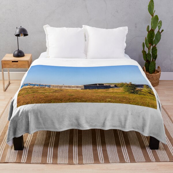 Item preview, Weathered Wooden Beach Shack by Coastal Grassland Under Clear Blue Sky and Ocean Horizon designed and sold by Nmallia.
