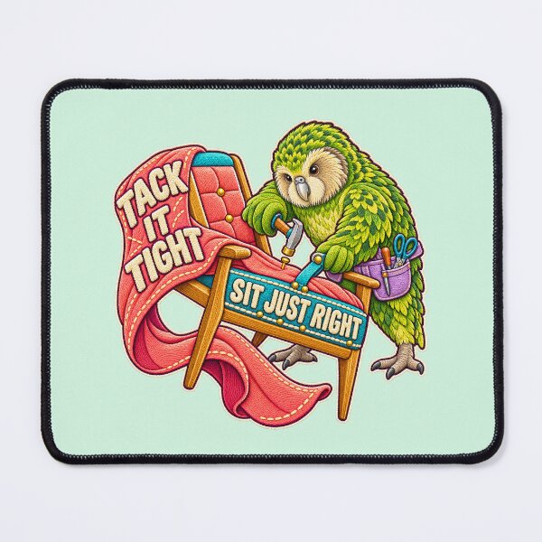 Item preview, Labor Day Kakapo Upholsterer – Tack It Tight Sit Just Right Embroidery Design designed and sold by Jaani-T.