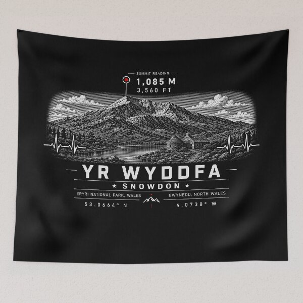 Item preview, ❤️ HEARTBEATS OF THE WORLD COLLECTION ❤️ - Yr Wyddfa - Snowdon Summit Emblem - ERYRI NATIONAL PARK - GWYNEDD - NORTH WALES designed and sold by WheelieGdArt.