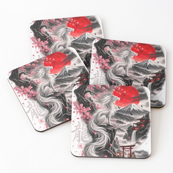 Item preview, White Dragon Spirit Japanese Cherry Blossom Art designed and sold by Print Print On.