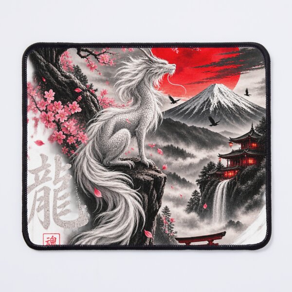 Item preview, White Dragon Spirit Japanese Cherry Blossom Art designed and sold by Print Print On.