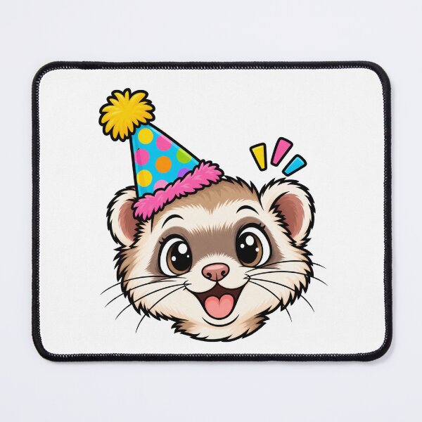 Item preview, Happy 8 year old Birthday girl, Bobcat ferret celebrating designed and sold by BigfeetLittlepaws.