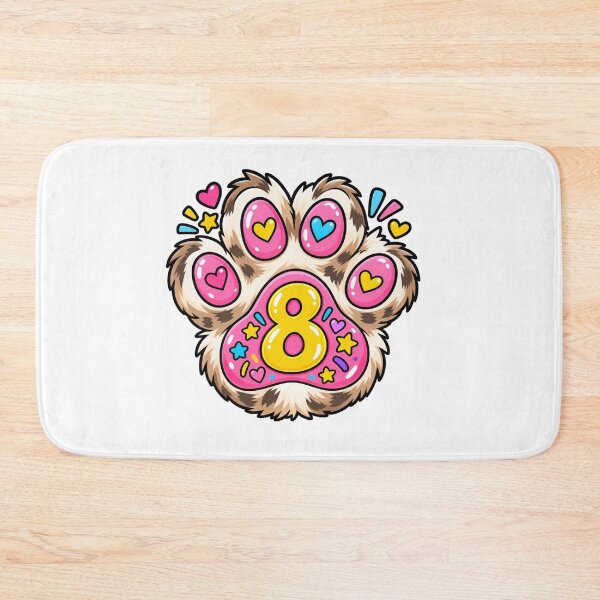 Item preview, Happy 8 year old Birthday girl, Bobcat ferret celebrating designed and sold by BigfeetLittlepaws.