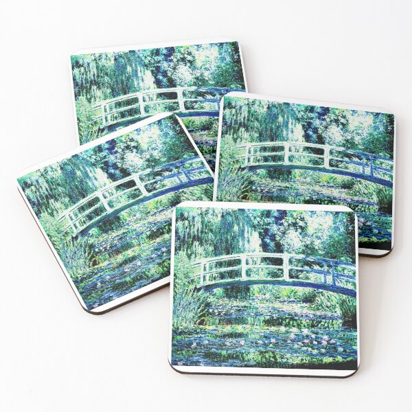 Item preview, Vivid Bright Claude Monet Water Lilies with Green Japanese Bridge designed and sold by studio-koichiro.