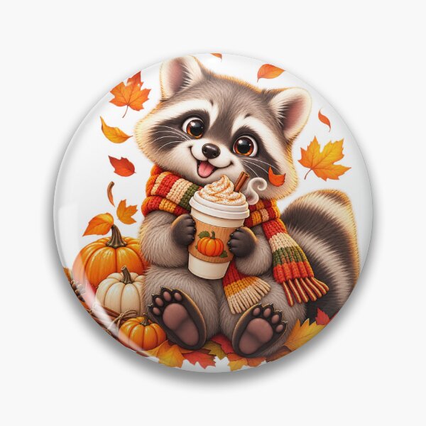 Item preview, Pumpkin Spice Raccoon Sticker – Cute Cozy Autumn Coffee designed and sold by Ameliajohanson.