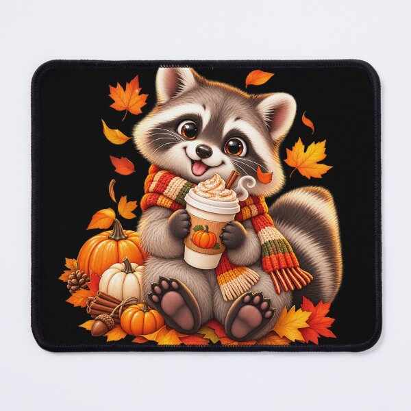 Item preview, Pumpkin Spice Raccoon Sticker – Cute Cozy Autumn Coffee designed and sold by Ameliajohanson.