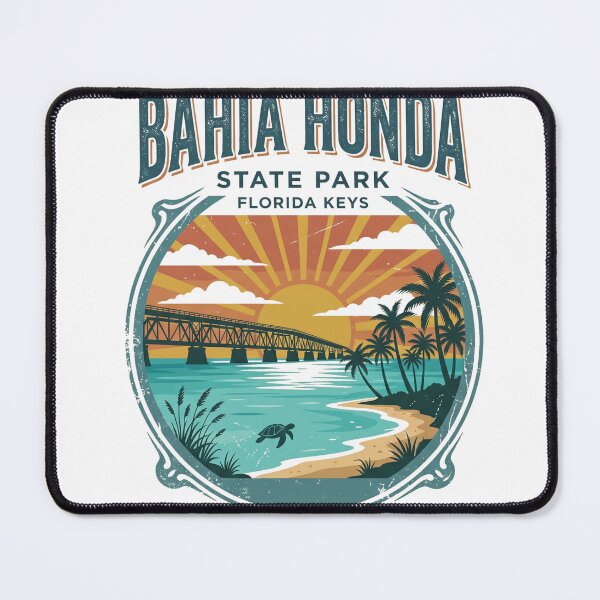 Item preview, Bahia Honda State Park Vintage Travel Poster – Florida Keys Retro Sunset Rail Bridge & Sea Turtle designed and sold by vivid-vibes-art.