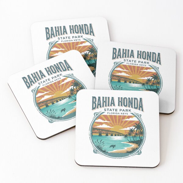 Item preview, Bahia Honda State Park Vintage Travel Poster – Florida Keys Retro Sunset Rail Bridge & Sea Turtle designed and sold by vivid-vibes-art.