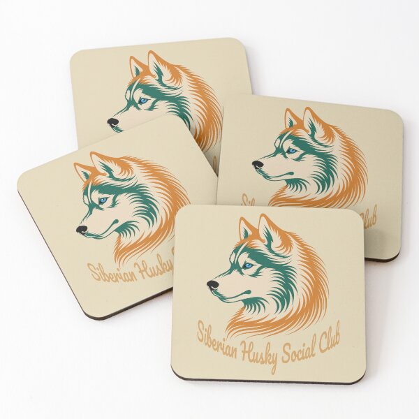 Item preview, Siberian Husky Social Club Vintage Badge Dog Mom Dad (orange lettering) designed and sold by Kinship-Pets.