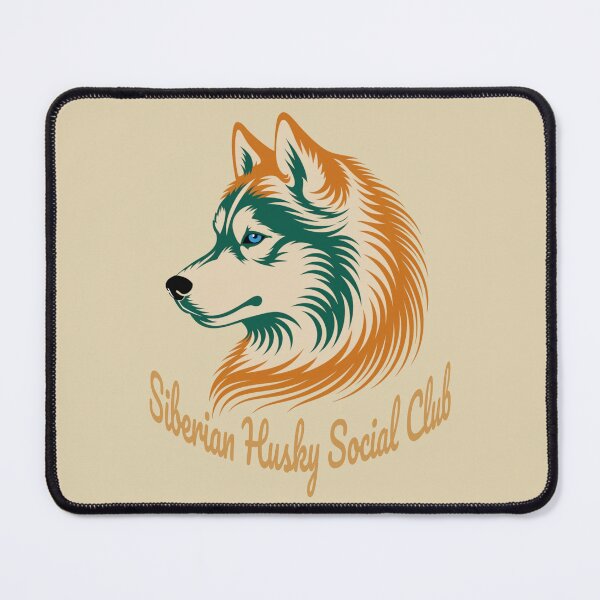 Item preview, Siberian Husky Social Club Vintage Badge Dog Mom Dad (orange lettering) designed and sold by Kinship-Pets.