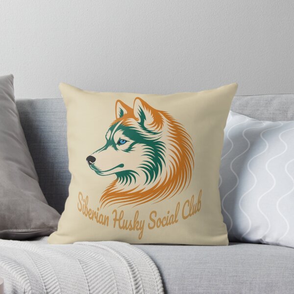 Item preview, Siberian Husky Social Club Vintage Badge Dog Mom Dad (orange lettering) designed and sold by Kinship-Pets.