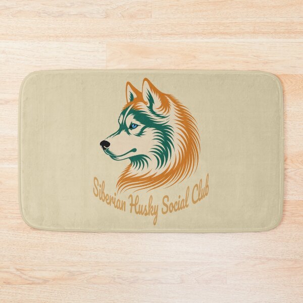 Item preview, Siberian Husky Social Club Vintage Badge Dog Mom Dad (orange lettering) designed and sold by Kinship-Pets.