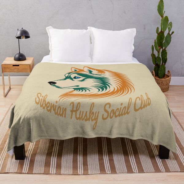 Item preview, Siberian Husky Social Club Vintage Badge Dog Mom Dad (orange lettering) designed and sold by Kinship-Pets.