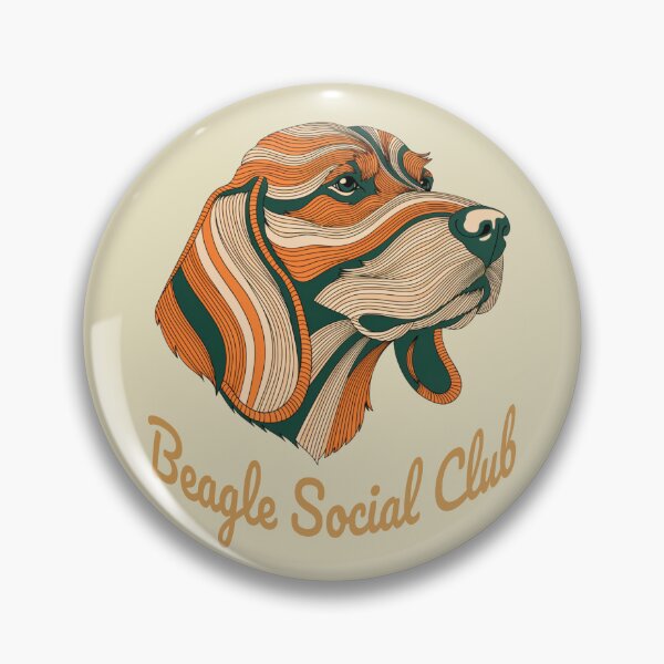 Item preview, Beagle Social Club Vintage Badge (orange lettering) designed and sold by Kinship-Pets.