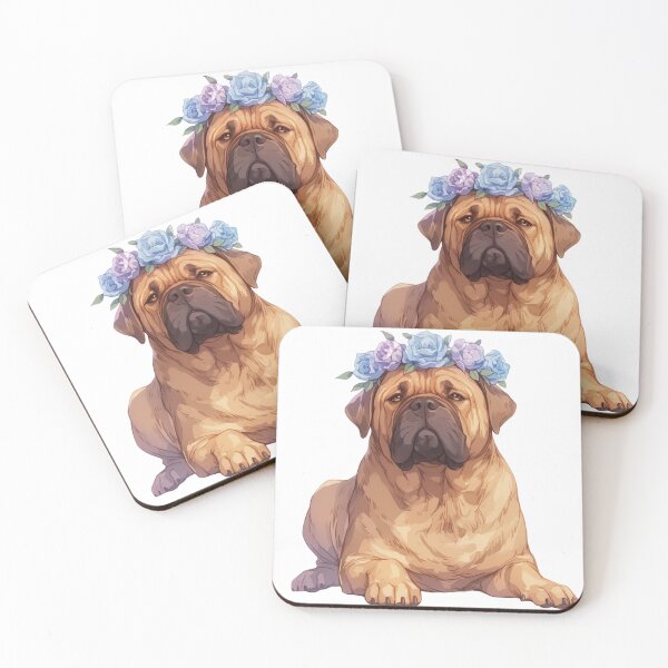 Item preview, Cute Bullmastiff puppy dog with a flower crown designed and sold by MendaciousMina.