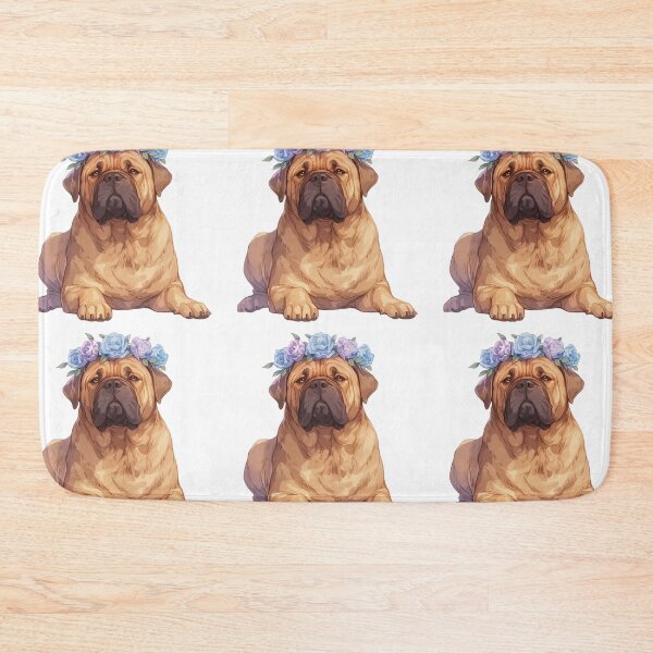 Item preview, Cute Bullmastiff puppy dog with a flower crown designed and sold by MendaciousMina.
