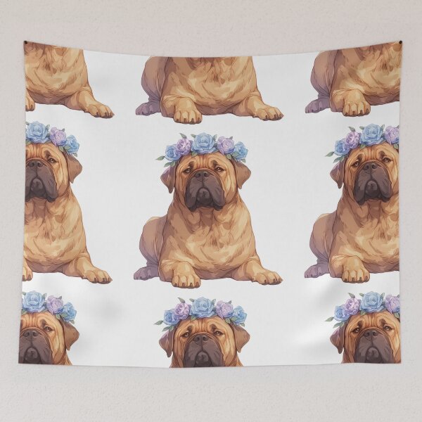 Item preview, Cute Bullmastiff puppy dog with a flower crown designed and sold by MendaciousMina.