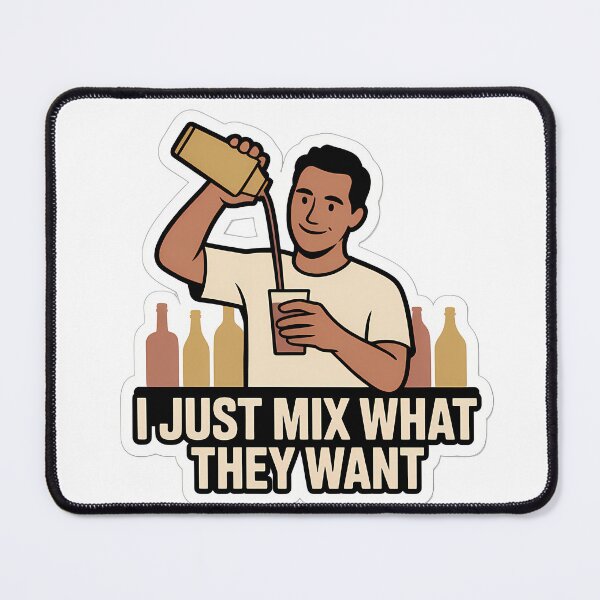 Item preview, Bartender Pouring Cocktail with Quote designed and sold by NiftyWrx.