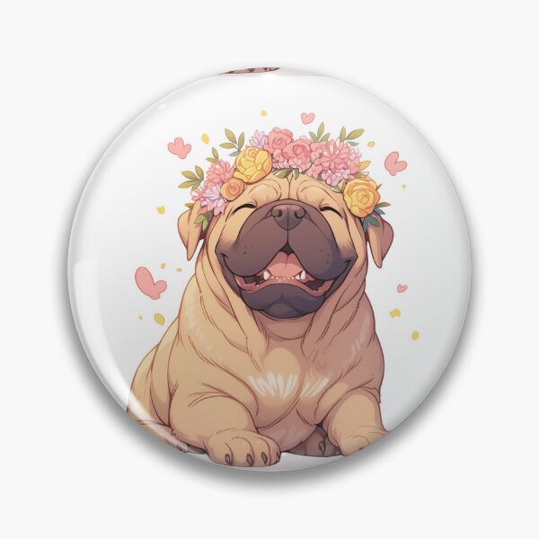 Item preview, Cute Bullmastiff puppy dog with a flower crown designed and sold by MendaciousMina.