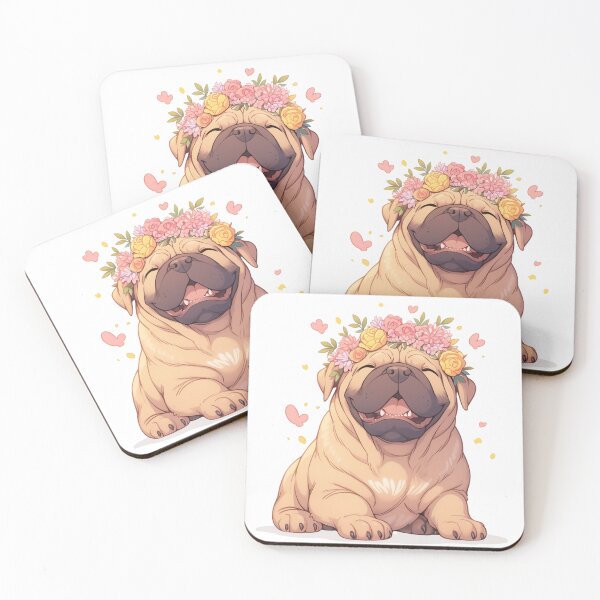 Item preview, Cute Bullmastiff puppy dog with a flower crown designed and sold by MendaciousMina.