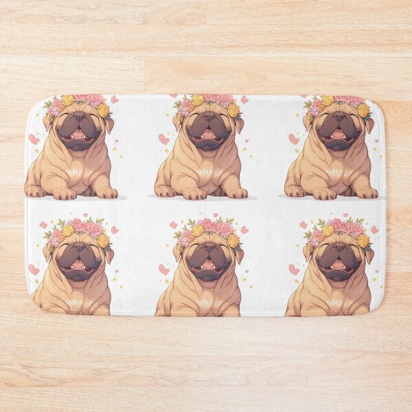 Item preview, Cute Bullmastiff puppy dog with a flower crown designed and sold by MendaciousMina.