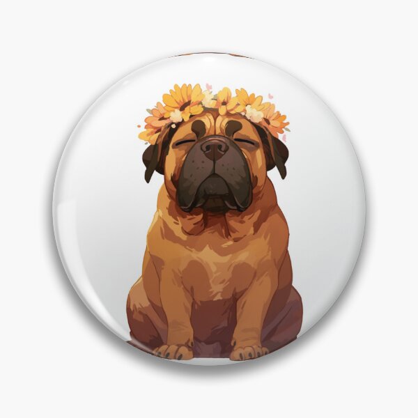 Item preview, Cute Bullmastiff puppy dog with a flower crown designed and sold by MendaciousMina.