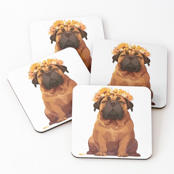 Item preview, Cute Bullmastiff puppy dog with a flower crown designed and sold by MendaciousMina.
