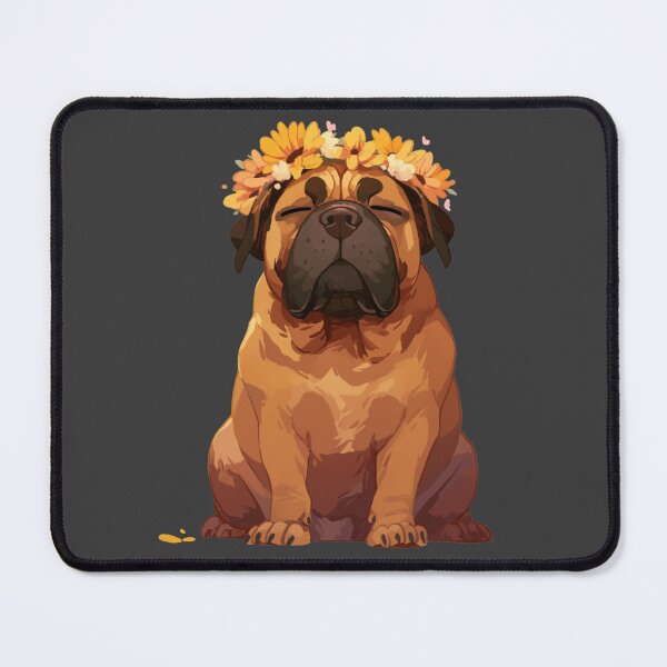 Item preview, Cute Bullmastiff puppy dog with a flower crown designed and sold by MendaciousMina.
