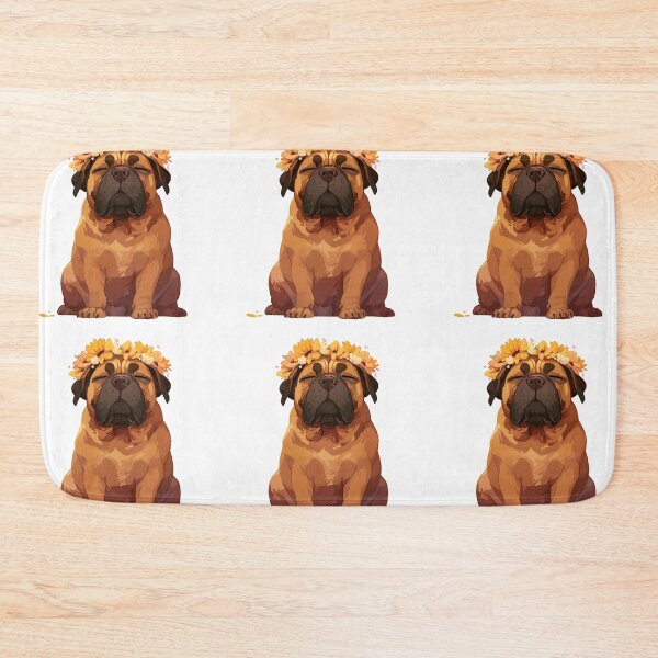 Item preview, Cute Bullmastiff puppy dog with a flower crown designed and sold by MendaciousMina.