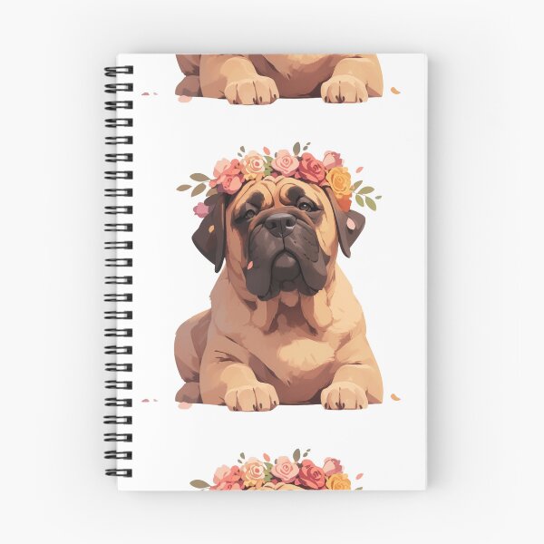 Item preview, Cute Bullmastiff puppy dog with a flower crown designed and sold by MendaciousMina.