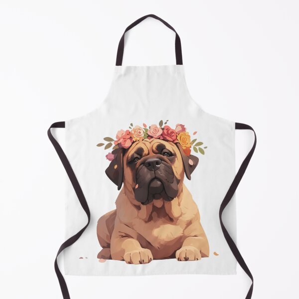 Item preview, Cute Bullmastiff puppy dog with a flower crown designed and sold by MendaciousMina.