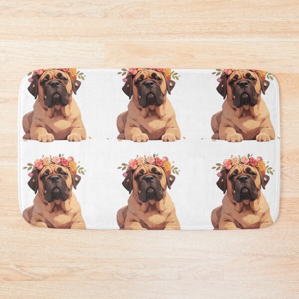 Item preview, Cute Bullmastiff puppy dog with a flower crown designed and sold by MendaciousMina.