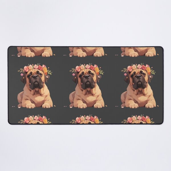 Item preview, Cute Bullmastiff puppy dog with a flower crown designed and sold by MendaciousMina.
