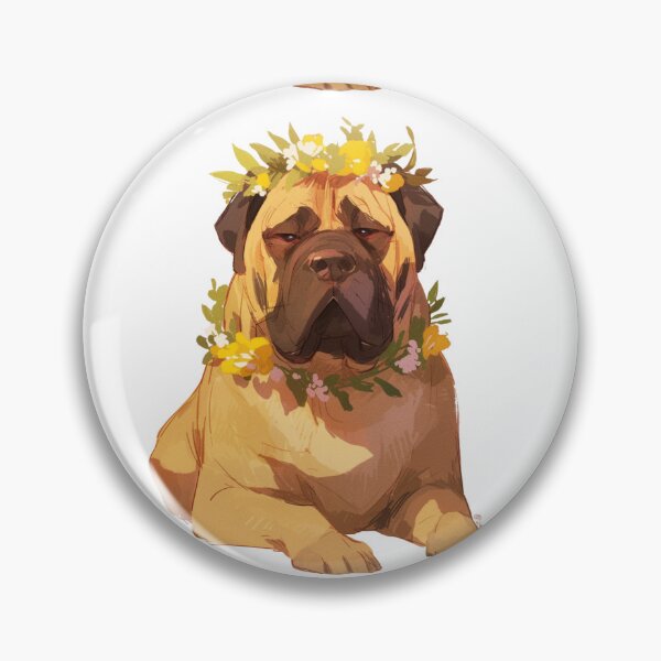 Item preview, Cute Bullmastiff puppy dog with a flower crown designed and sold by MendaciousMina.