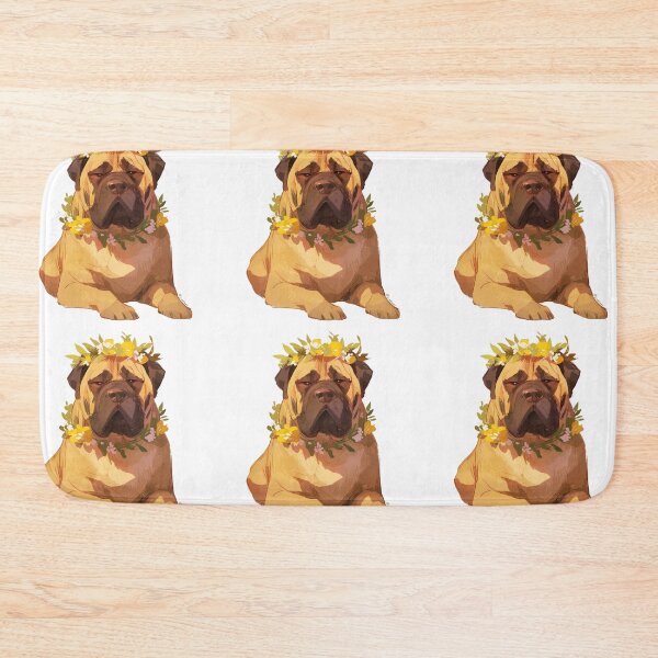 Item preview, Cute Bullmastiff puppy dog with a flower crown designed and sold by MendaciousMina.