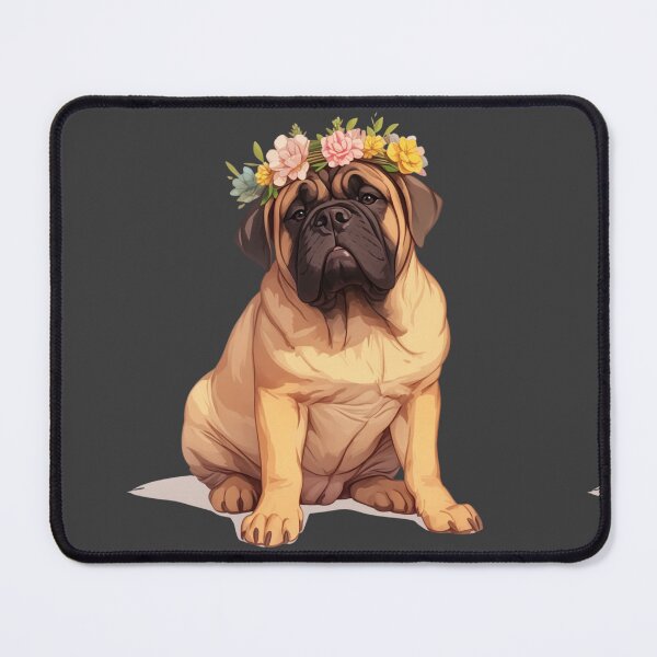 Item preview, Cute Bullmastiff puppy dog with a flower crown designed and sold by MendaciousMina.