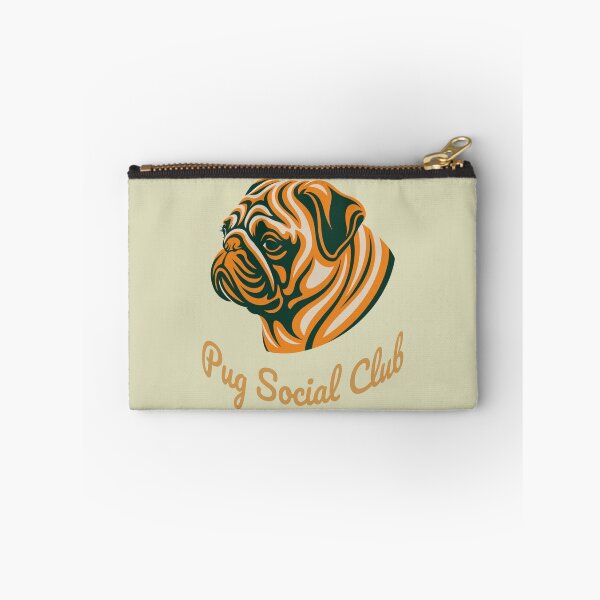 Item preview, Pug Social Club Vintage Badge Pug (orange lettering) designed and sold by Kinship-Pets.