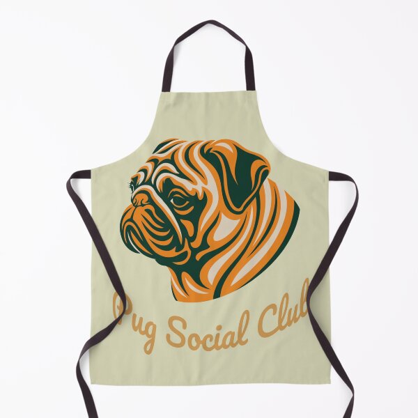 Item preview, Pug Social Club Vintage Badge Pug (orange lettering) designed and sold by Kinship-Pets.