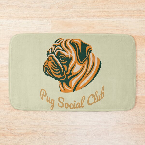 Item preview, Pug Social Club Vintage Badge Pug (orange lettering) designed and sold by Kinship-Pets.