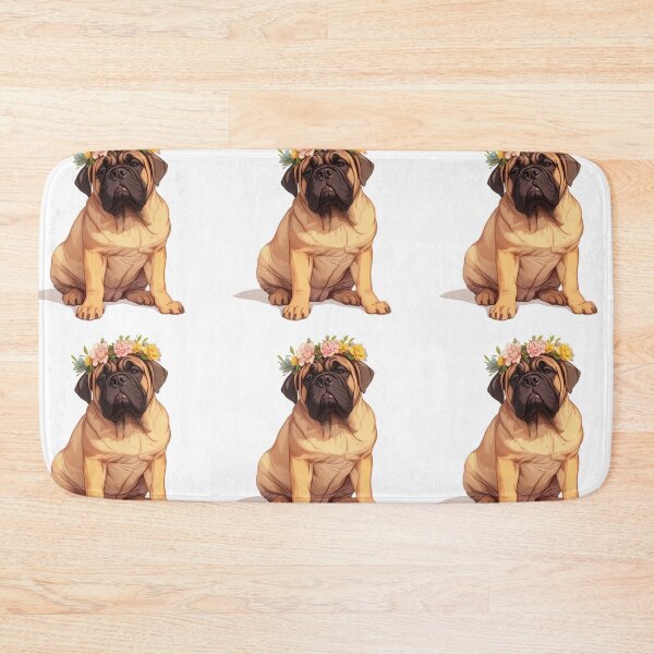 Item preview, Cute Bullmastiff puppy dog with a flower crown designed and sold by MendaciousMina.