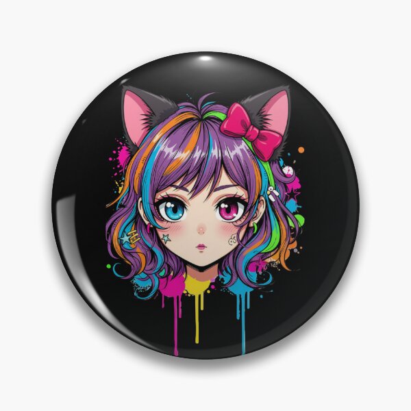 Item preview, Colorful Neko Girl – Kawaii Graffiti Cat Girl designed and sold by Revyra Design .