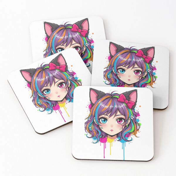 Artikelvorschau, Colorful Neko Girl – Kawaii Graffiti Cat Girl entworfen und verkauft von Revyra Design .