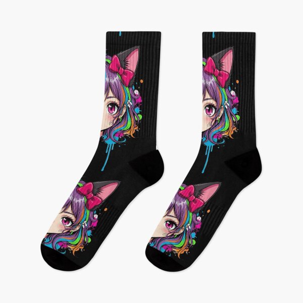 Item preview, Colorful Neko Girl – Kawaii Graffiti Cat Girl designed and sold by Revyra Design .
