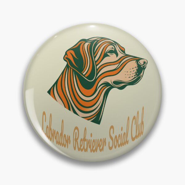 Item preview, Labrador Retriever Social Club Vintage Badge (orange lettering) designed and sold by Kinship-Pets.