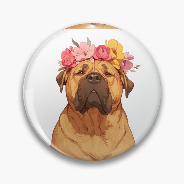 Item preview, Cute Bullmastiff puppy dog with a flower crown designed and sold by MendaciousMina.