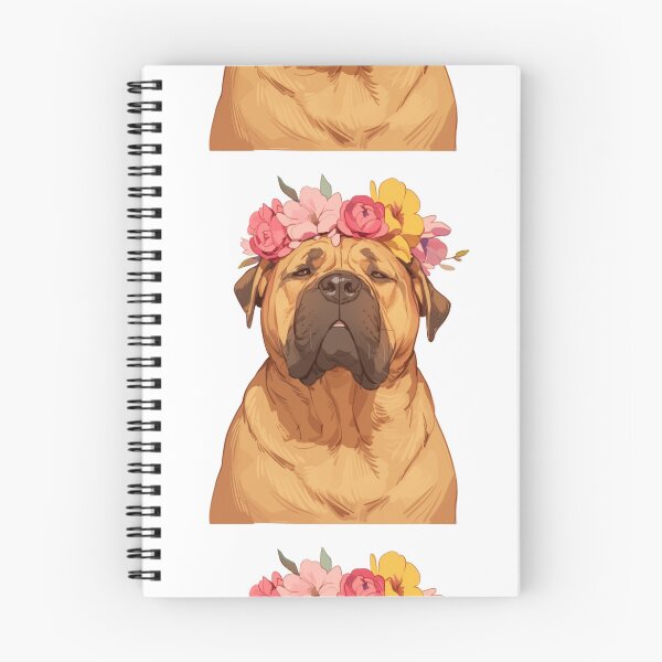 Item preview, Cute Bullmastiff puppy dog with a flower crown designed and sold by MendaciousMina.