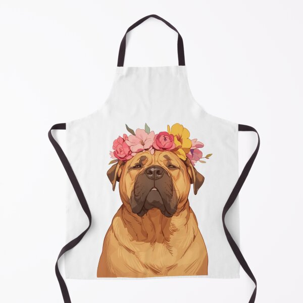 Item preview, Cute Bullmastiff puppy dog with a flower crown designed and sold by MendaciousMina.